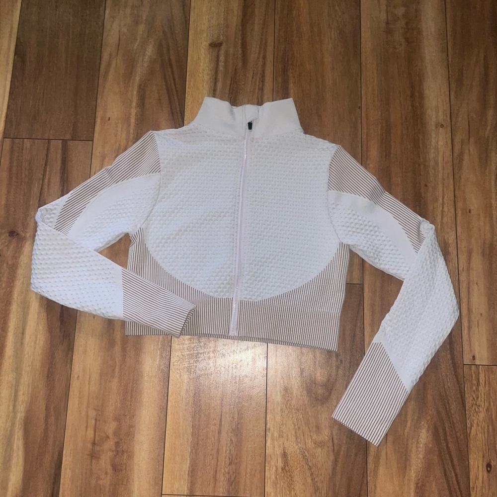 Daisy White and Brown Bomber Jacket